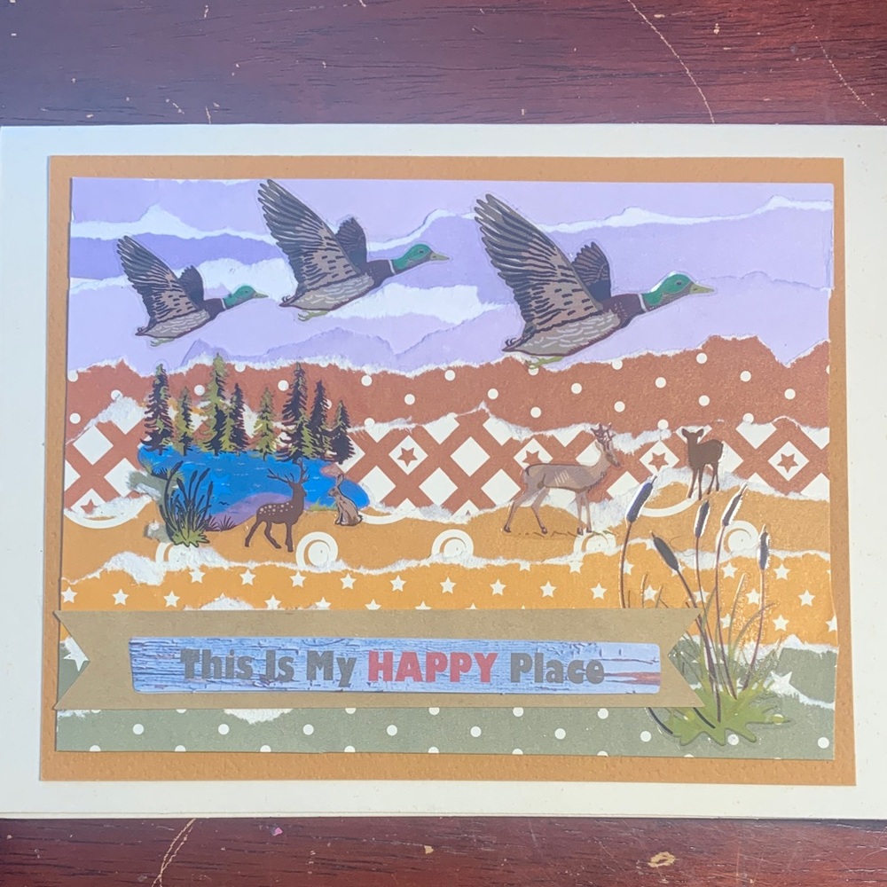 Scenic Nature Art Print with Flying Ducks